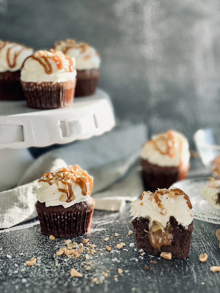 Box of frosted cupcakes